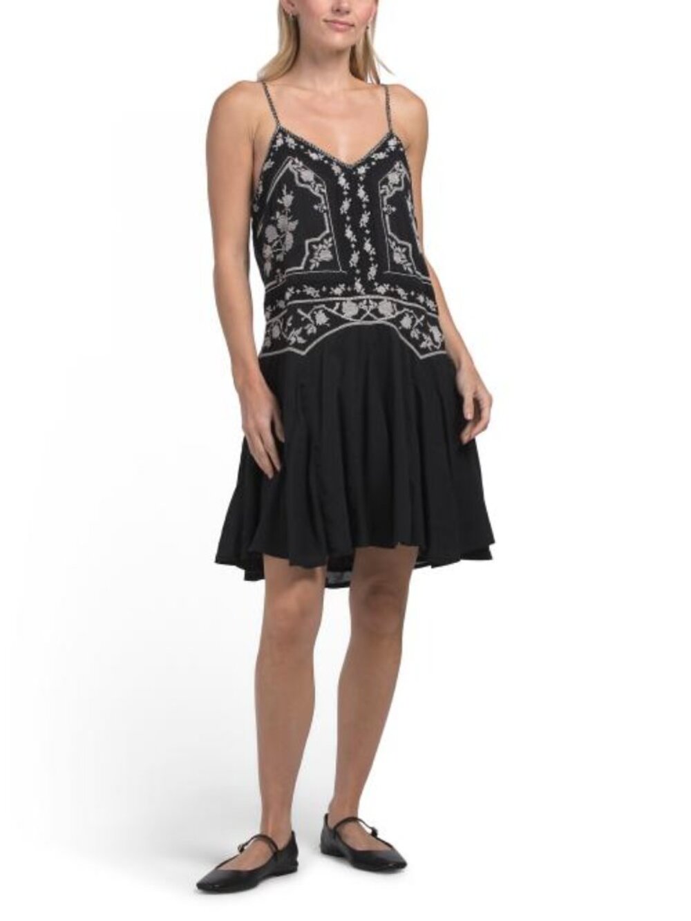 LUCKY BRAND Embroidered Strappy Mini Dress